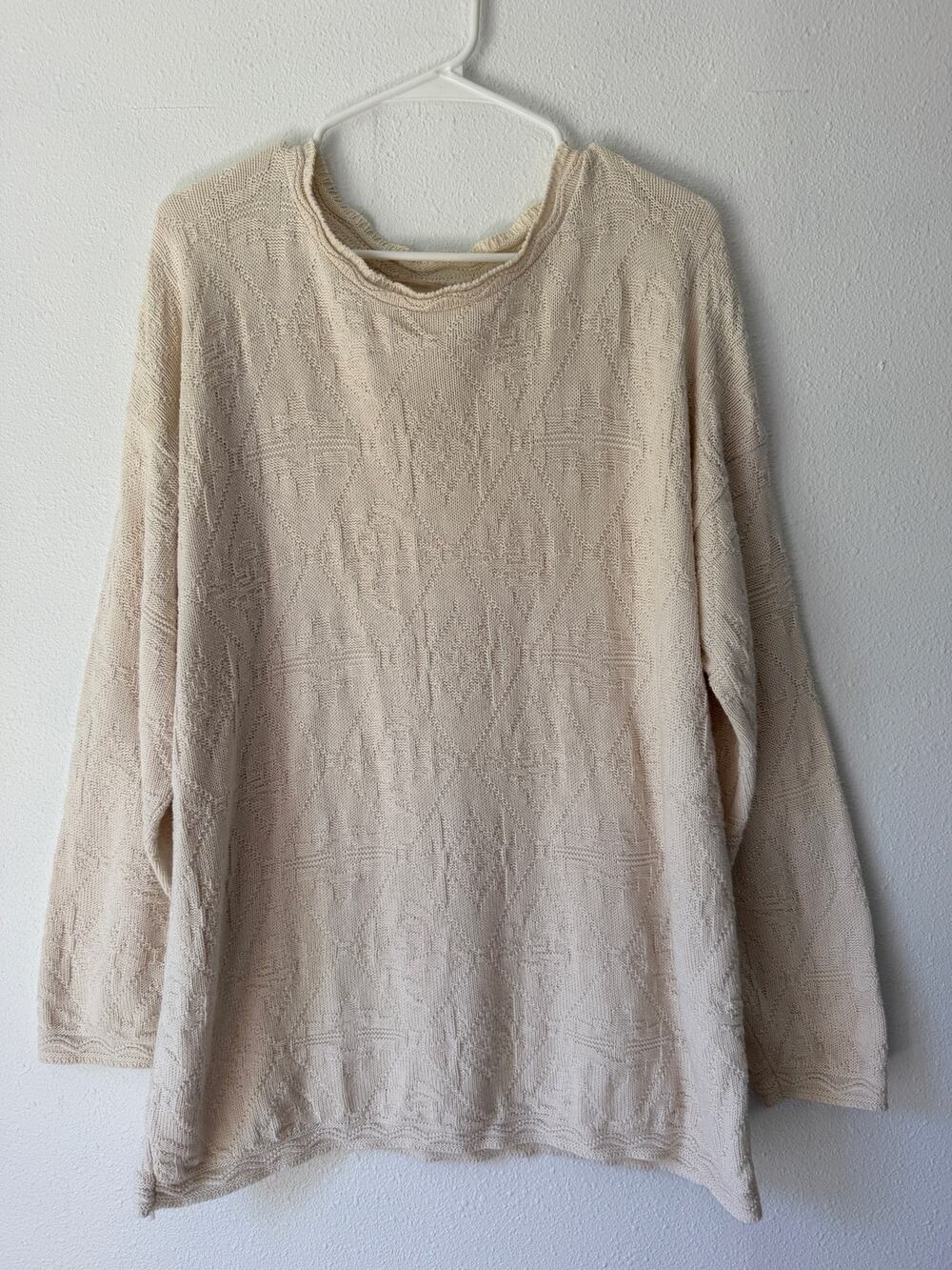Vintage Textured 100% Cotton Scoop Neck Sweater Carriage Court Sport Size Large